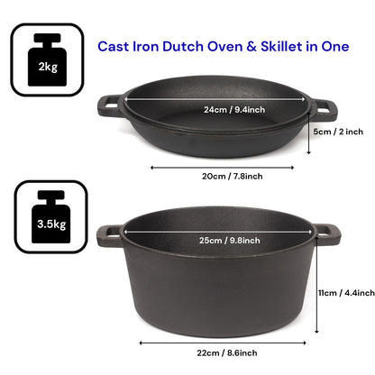 Cast Iron 26cm Dutch Oven & Skillet Set, view 2