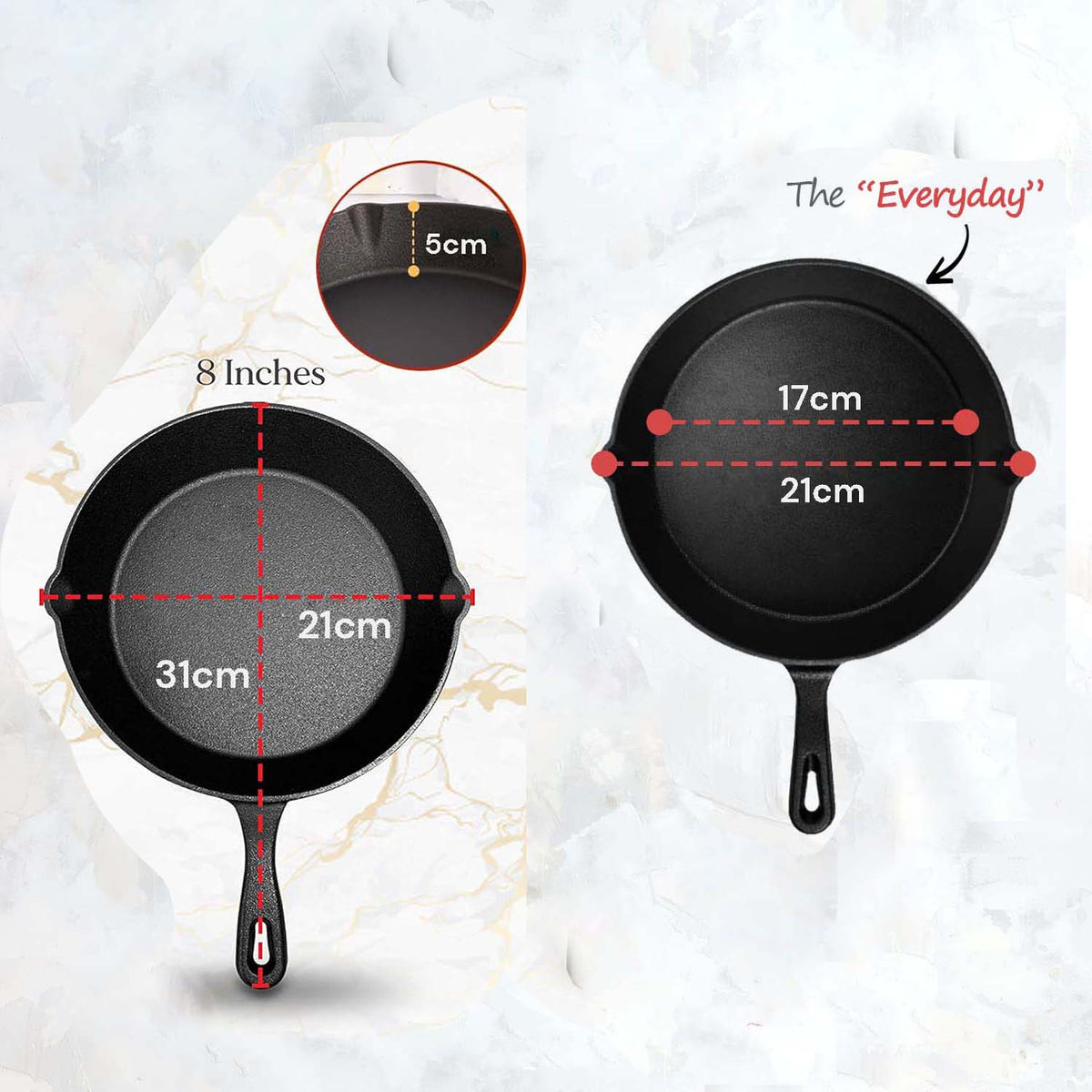 Cast Iron 21cm Skillet - Pre-Seasoned, view 2
