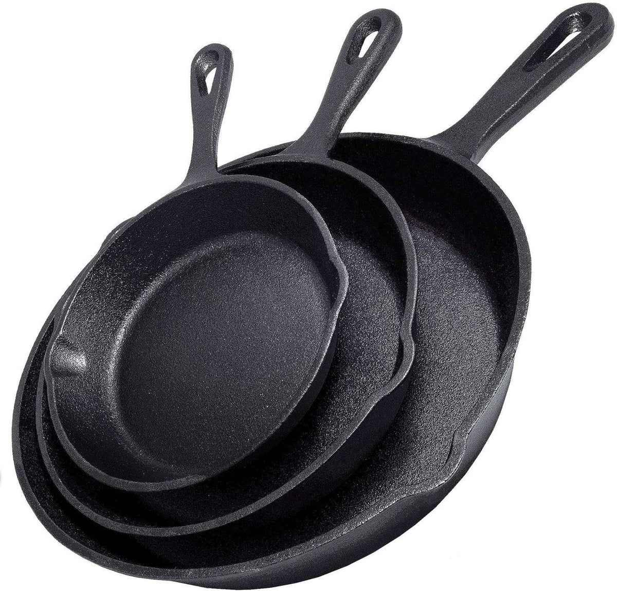 Cast Iron Skillet Set – Pre-Seasoned 6", 8" & 10"