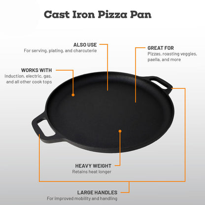Cast Iron 35cm Pizza Pan - Pre-Seasoned, view 2