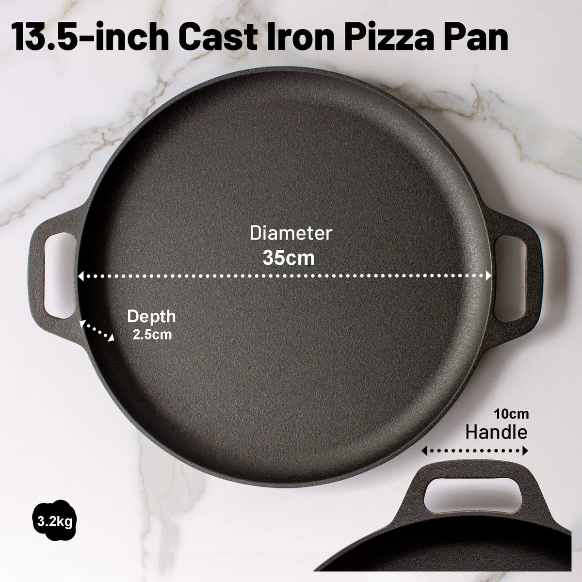 Cast Iron 35cm Pizza Pan - Pre-Seasoned, view 3