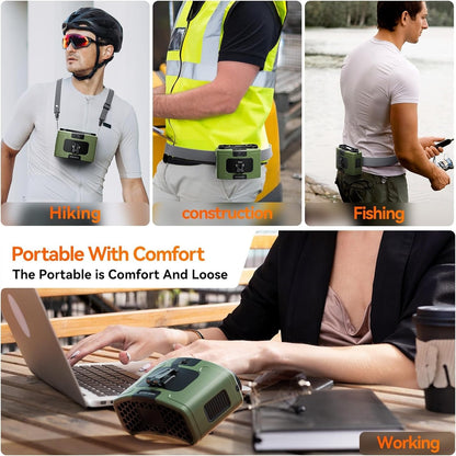20000mAh Wearable Waist & Neck Fan with Power Bank, view 4