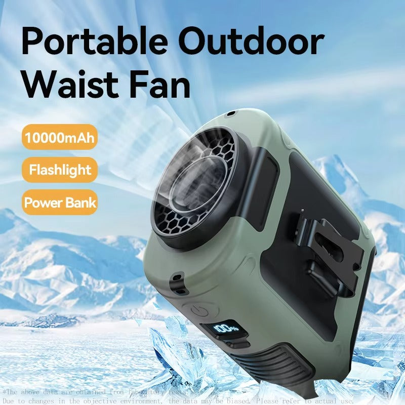 10000mAh Portable Waist Fan with LED Light - Grey, view 2