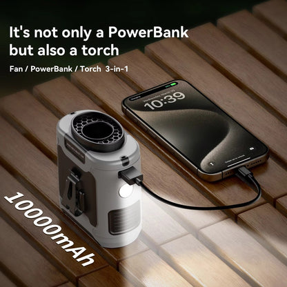 10000mAh Portable Waist Fan with LED Light - Grey, view 4