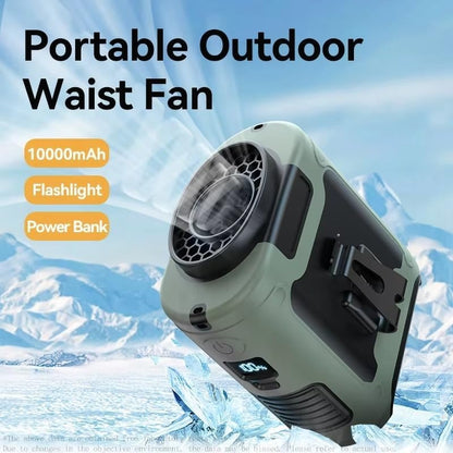 10000mAh Portable Waist Fan with LED Light - Green, view 3