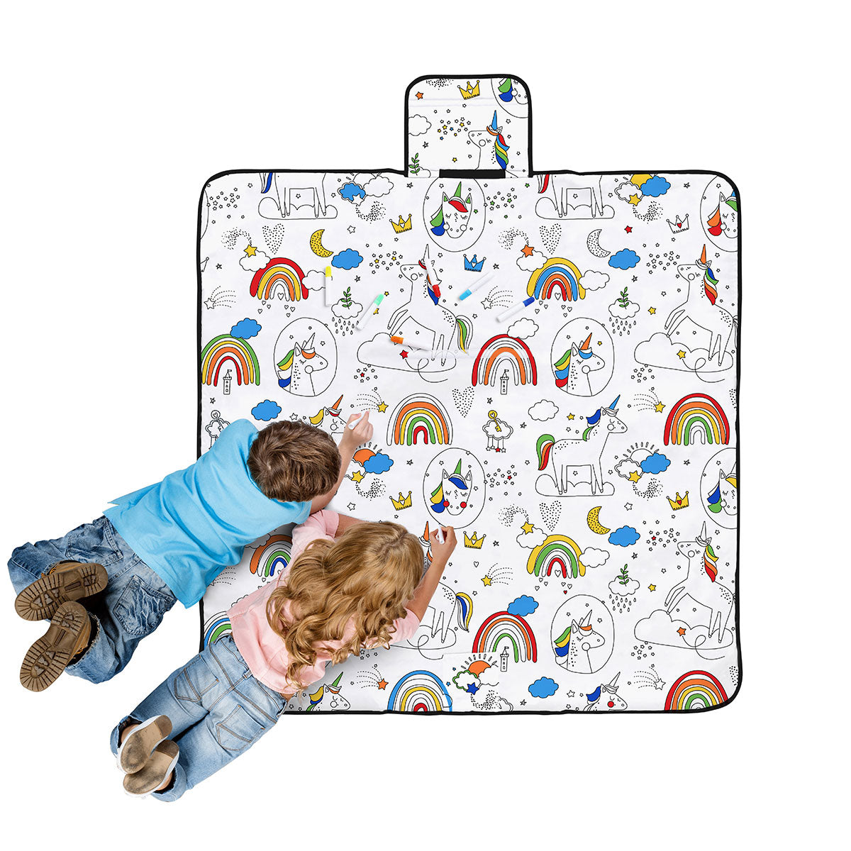 Happy Kids Colour Me In Picnic Blanket 125x125cm