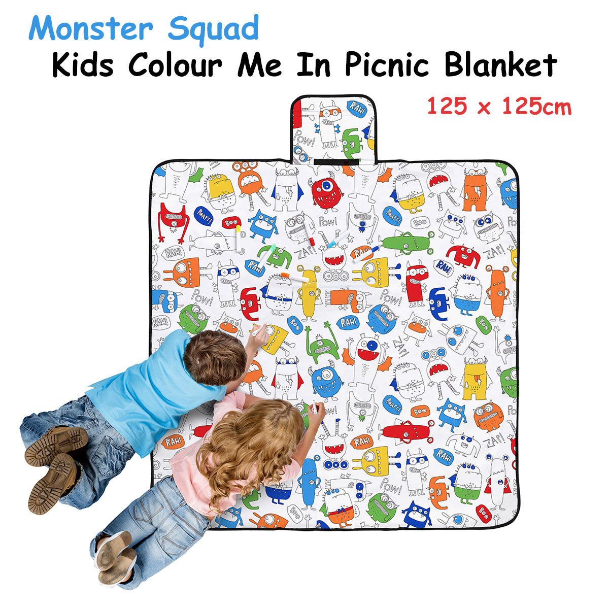 Monster Squad Colour Me In Picnic Blanket 125x125cm, view 2