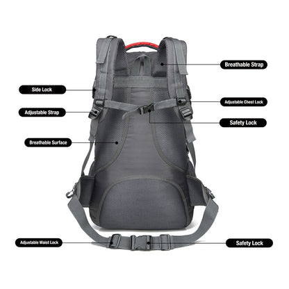 40L Waterproof Hiking Backpack - Red, view 5