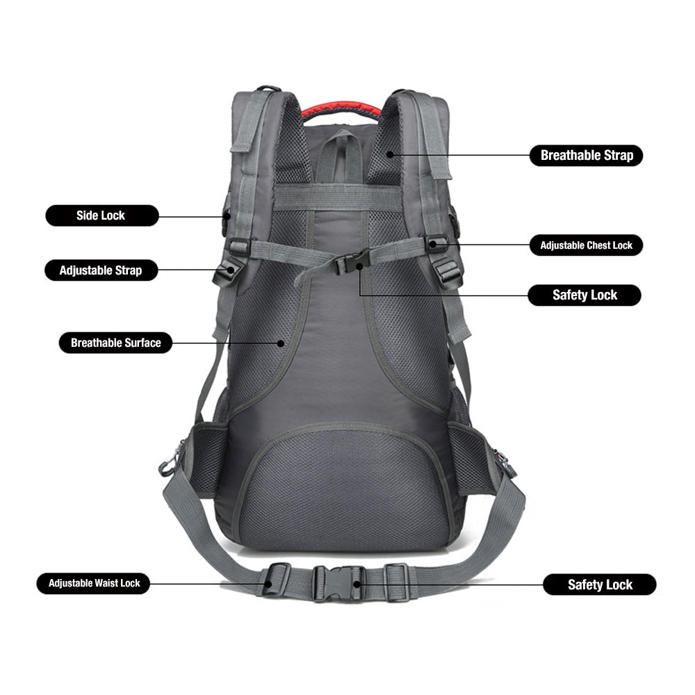 60L Waterproof Hiking Backpack - Blue, view 5