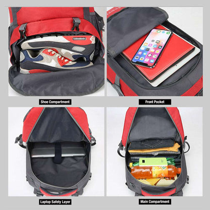 60L Waterproof Hiking Backpack - Red, view 6