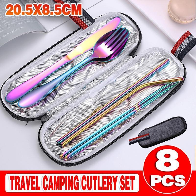 8-Piece Stainless Steel Travel Cutlery Set