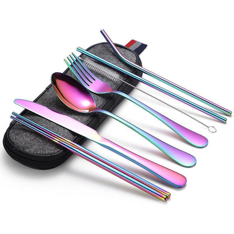 8-Piece Stainless Steel Travel Cutlery Set, view 2