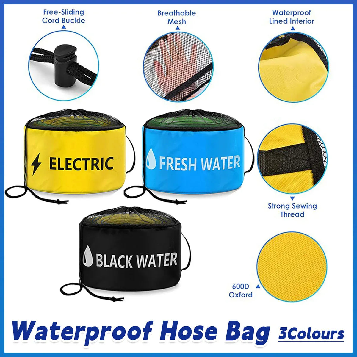Caravan Hose Storage Bag Blue 24x45cm, view 10