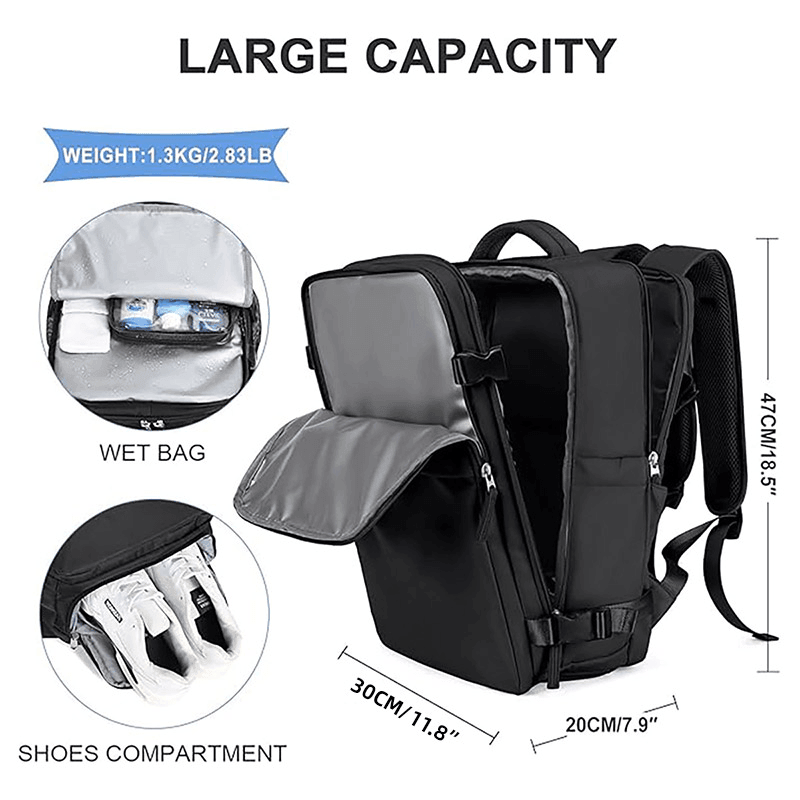 Waterproof Travel Backpack with USB Port – Purple, view 3