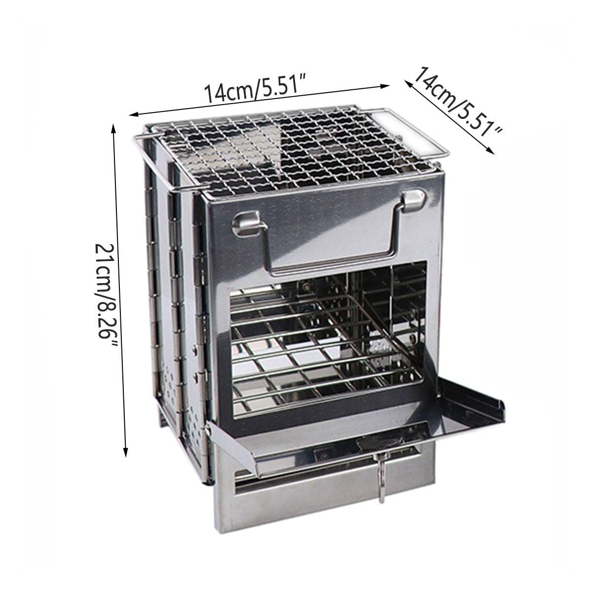 Foldable Stainless Steel Camp Stove – Multi-Fuel Wood Burning BBQ Grill, view 3