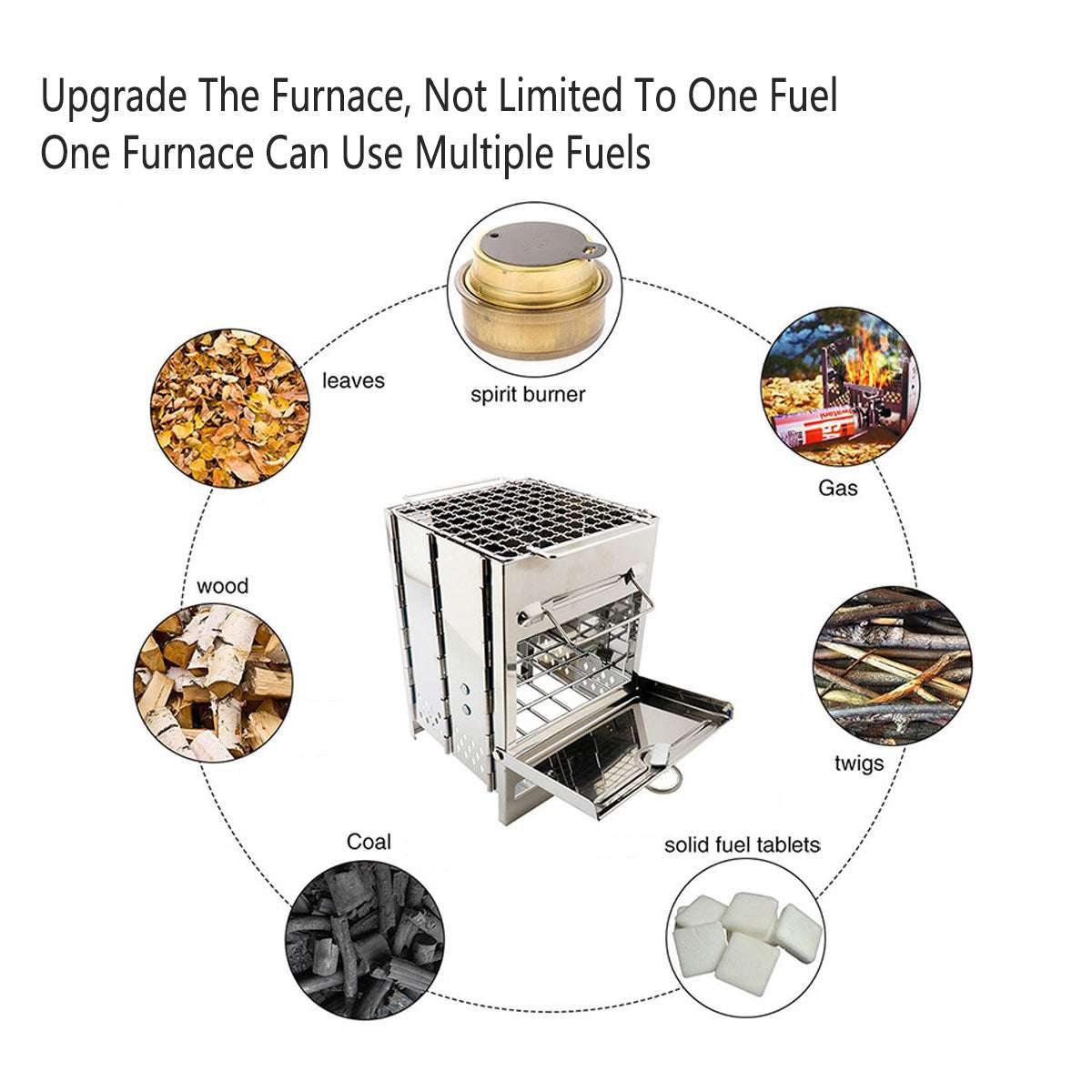 Foldable Stainless Steel Camp Stove – Multi-Fuel Wood Burning BBQ Grill, view 4