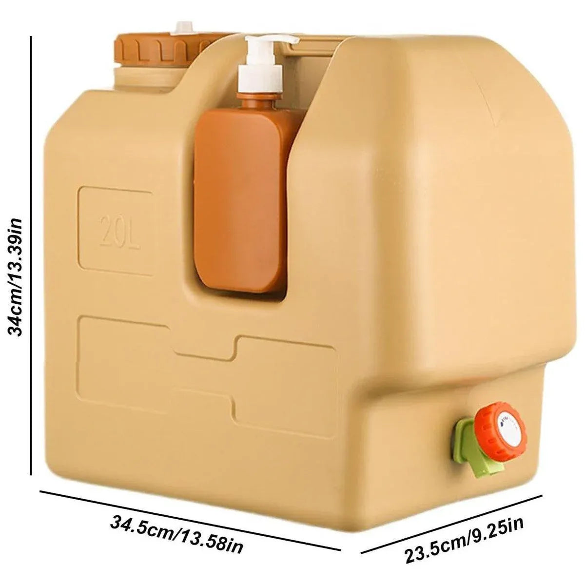 20L Camping Water Container with Tap - Beige, view 3