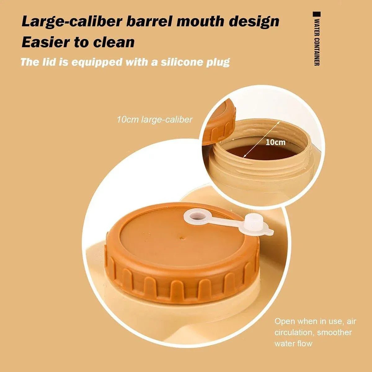 20L Camping Water Container with Tap - Beige, view 4