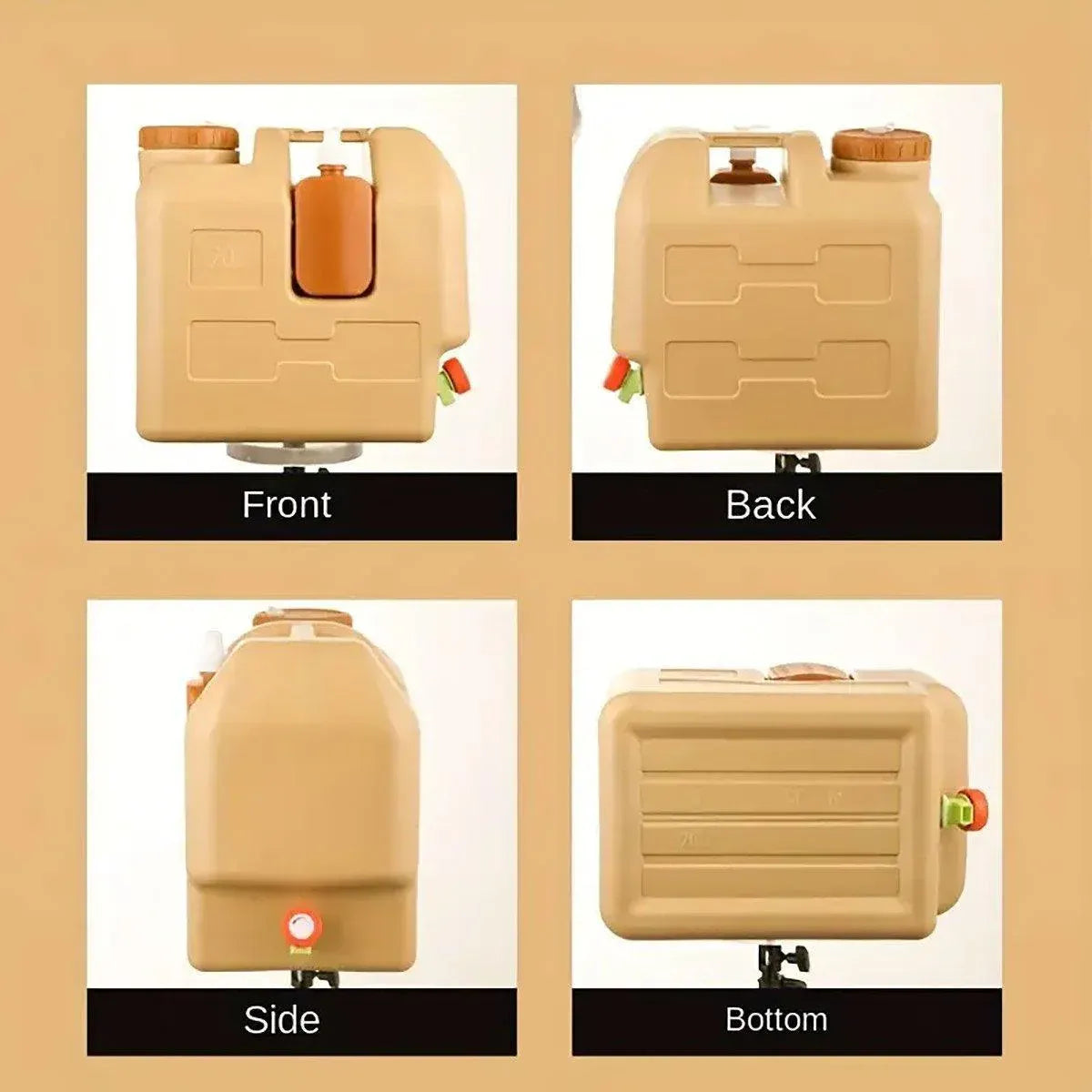 20L Camping Water Container with Tap - Beige, view 5