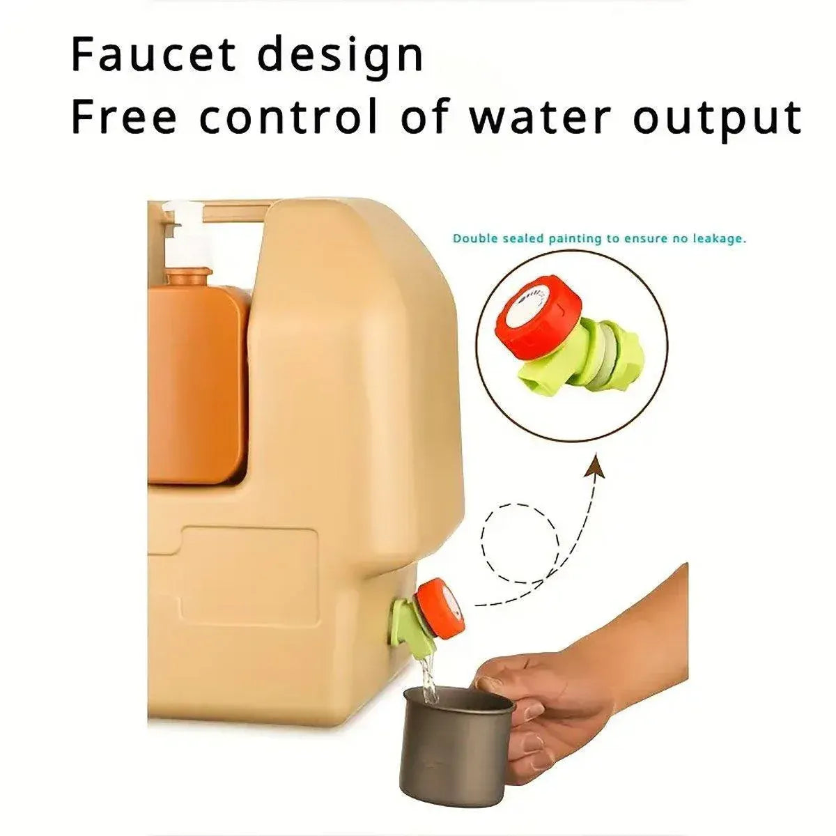 20L Camping Water Container with Tap - Beige, view 6