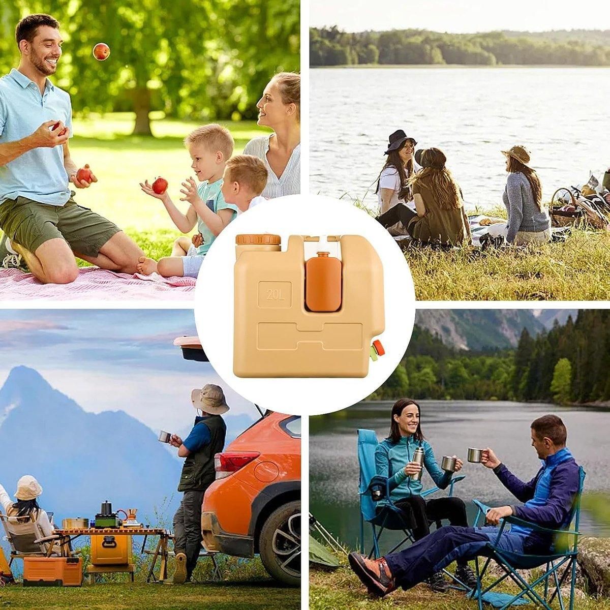 20L Camping Water Container with Tap - Beige, view 13