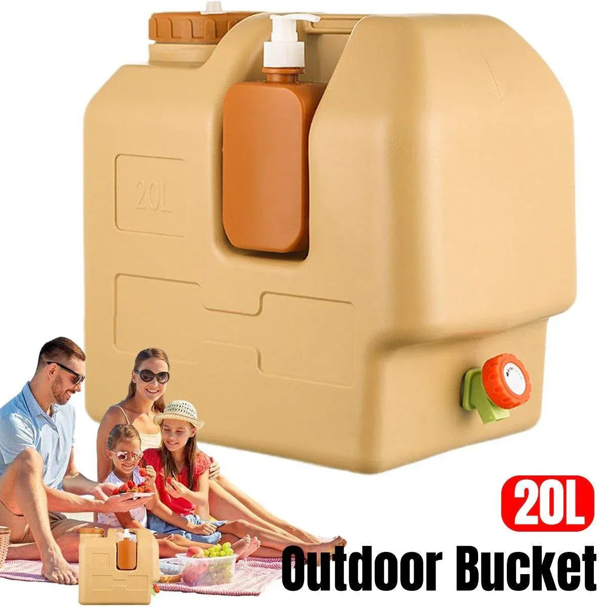 20L Camping Water Container with Tap - Beige, view 15
