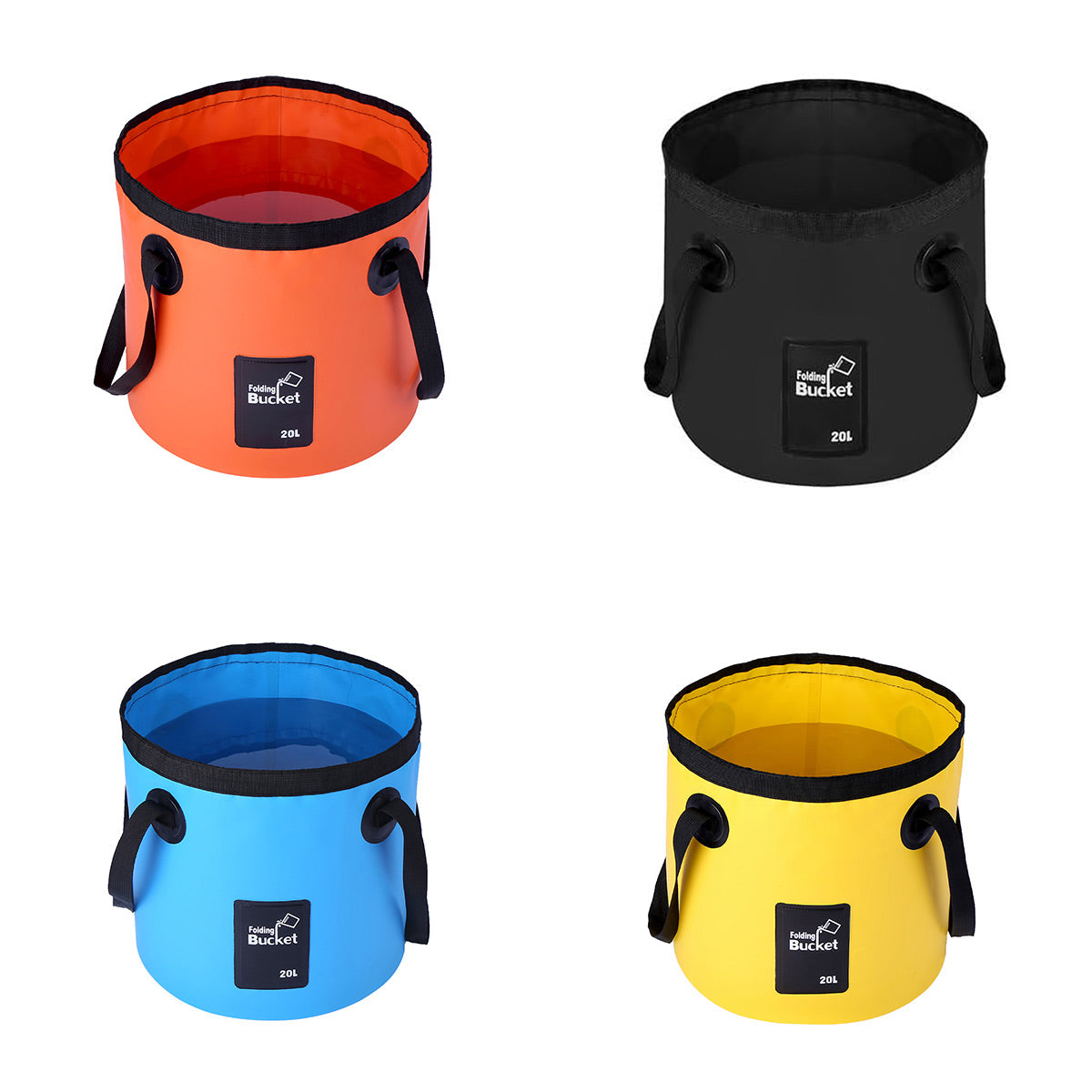 20L Folding Water Bucket – 500D PVC, Yellow, view 2