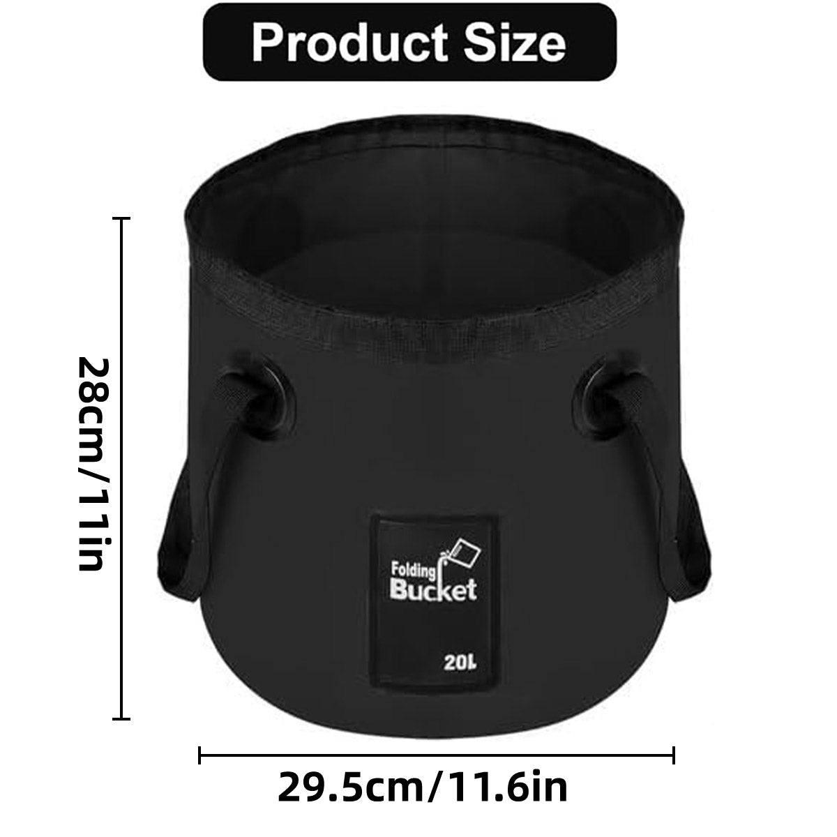 20L Folding Water Bucket – 500D PVC, Yellow, view 3