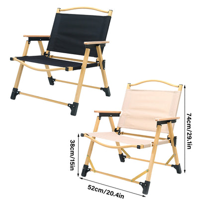 Folding Outdoor Chair with Wooden Armrests – Black, view 3