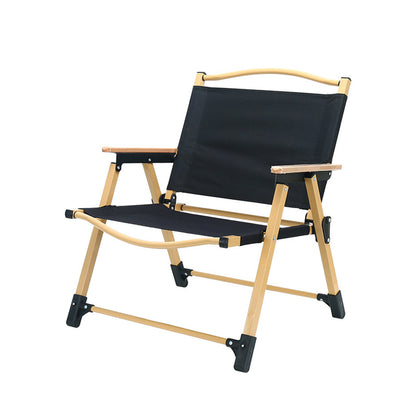 Folding Camping Chair with Wood Armrests - Khaki, view 7