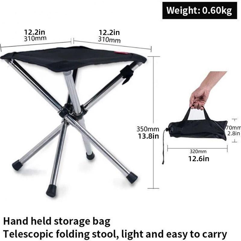 Telescopic Folding Camping Stool – Stainless Steel, view 3