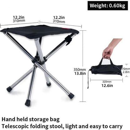 Telescopic Folding Camping Stool – Stainless Steel, view 3
