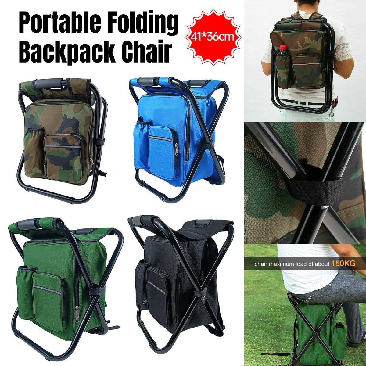 2-in-1 Folding Backpack Chair – Green