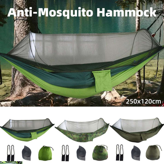 Camping Hammock with Mosquito Net - Green