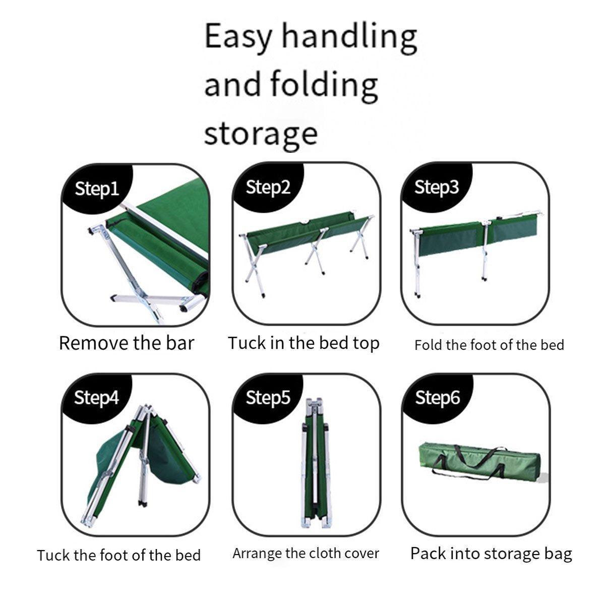 Folding Camping Bed with Storage Bag - Green, view 4