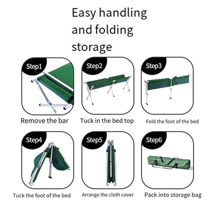 Folding Camping Bed with Storage Bag - Green, view 4