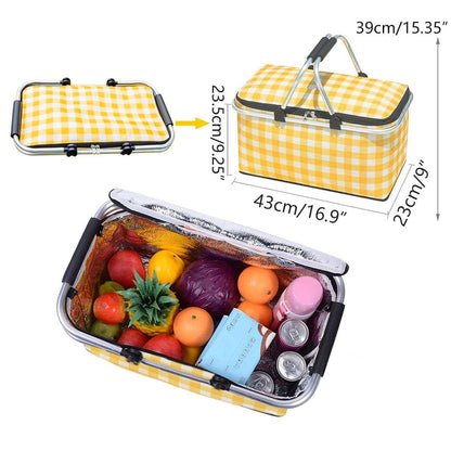 Foldable Insulated Picnic Basket – Green, view 3