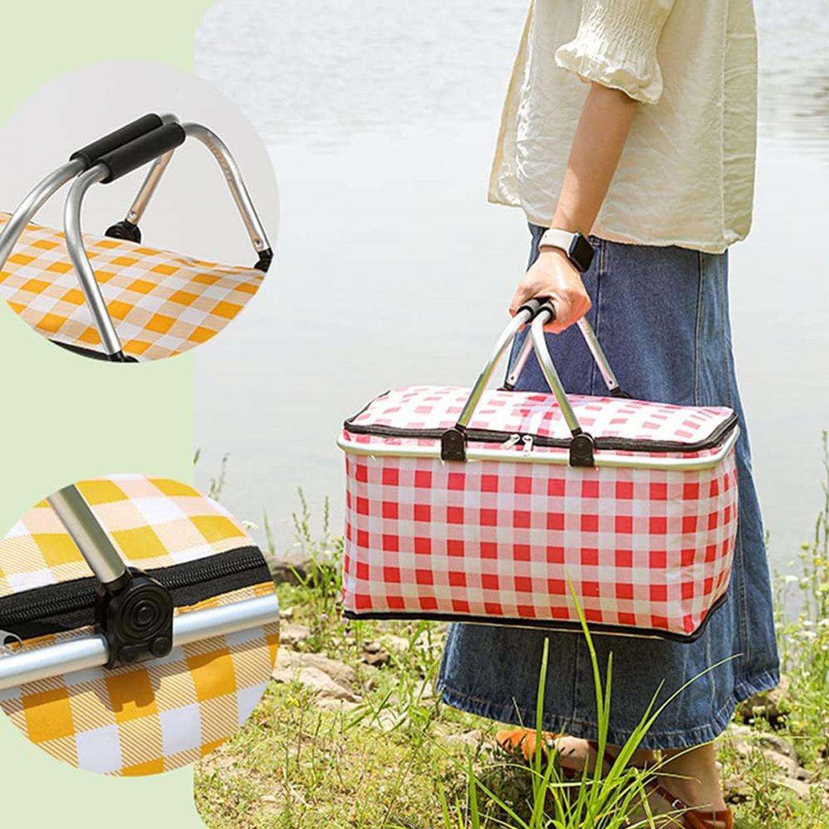 Foldable Insulated Picnic Basket – Green, view 4