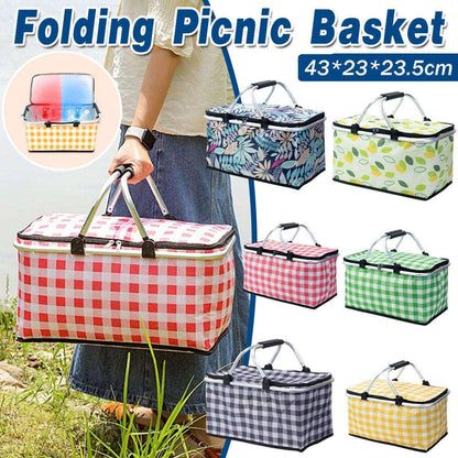 Foldable Insulated Picnic Basket - Navy