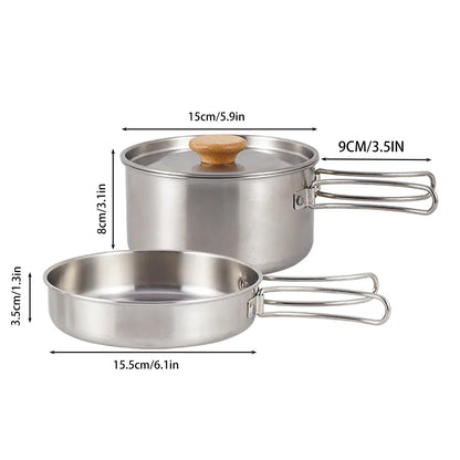 2 Piece Stainless Steel Camping Pot & Pan Set, view 3