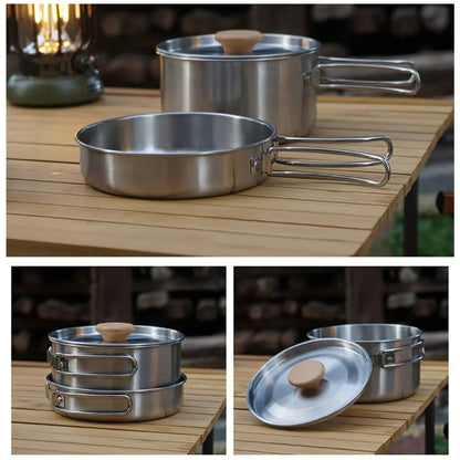 2 Piece Stainless Steel Camping Pot & Pan Set, view 4