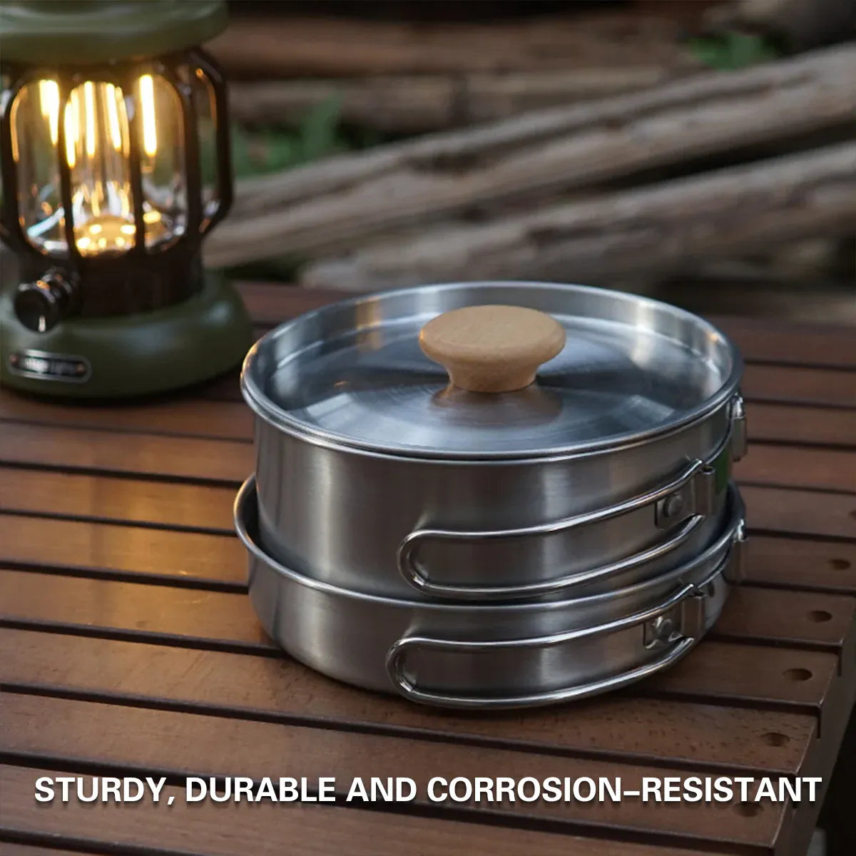 2 Piece Stainless Steel Camping Pot & Pan Set, view 5