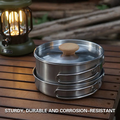 2 Piece Stainless Steel Camping Pot & Pan Set, view 5