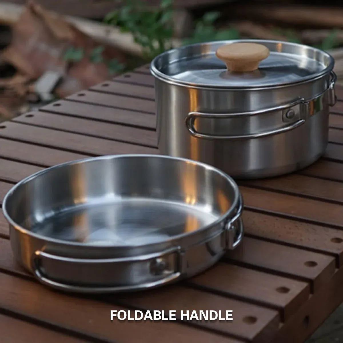 2 Piece Stainless Steel Camping Pot & Pan Set, view 8
