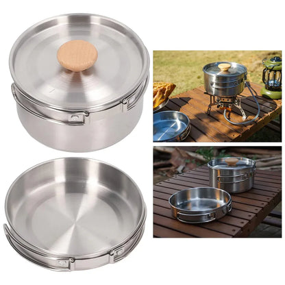 2 Piece Stainless Steel Camping Pot & Pan Set, view 9