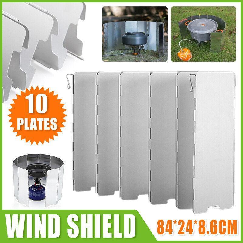 10-Plate Folding Aluminium Windshield for Camp Stoves