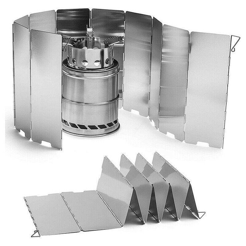 10-Plate Folding Aluminium Windshield for Camp Stoves, view 5
