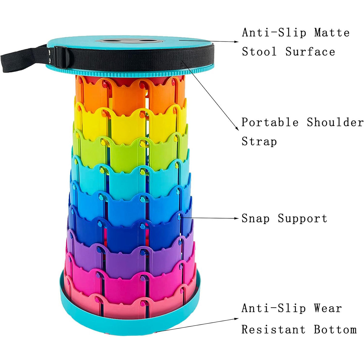 Rainbow Telescopic Folding Stool – Red, view 4