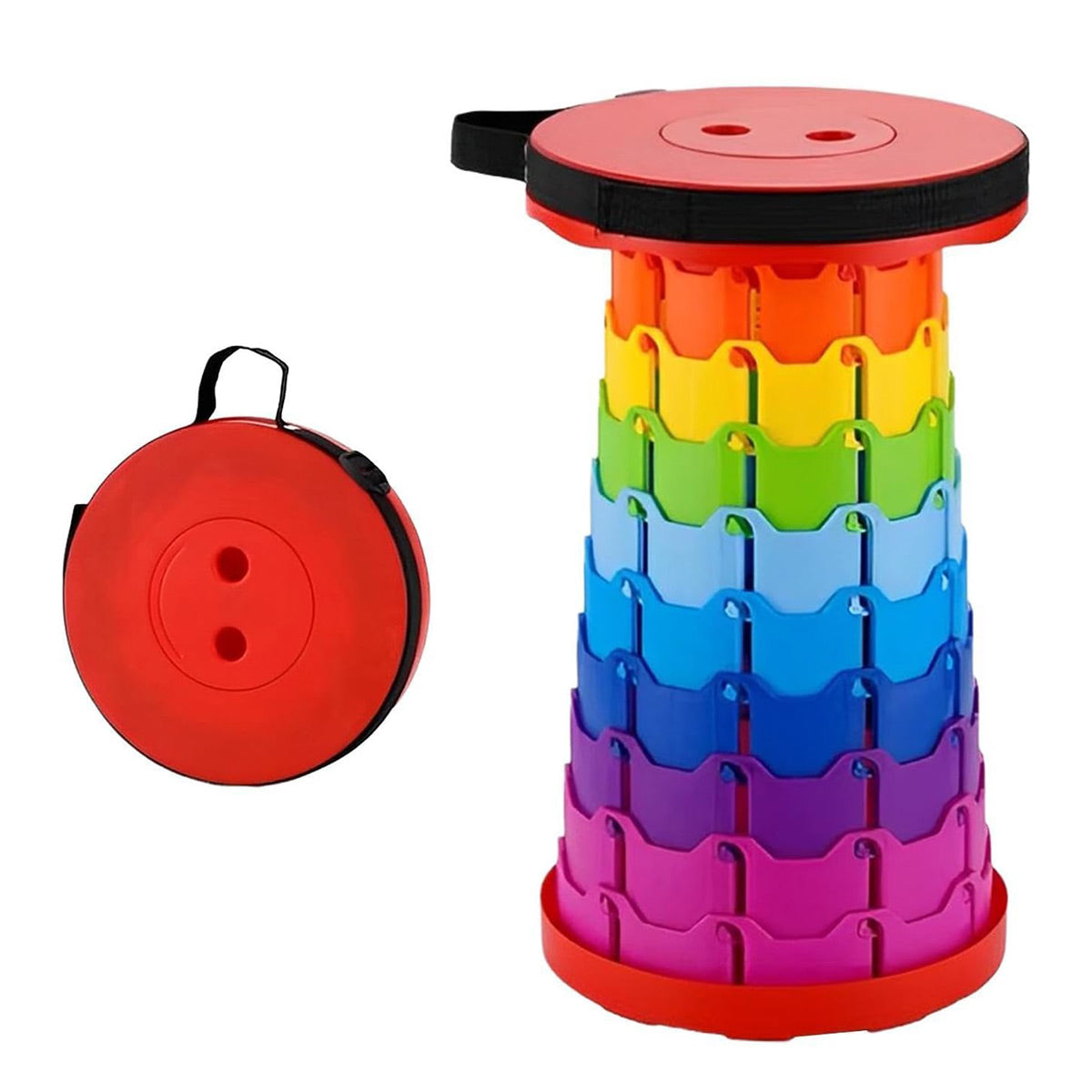 Rainbow Telescopic Folding Stool – Red, view 6