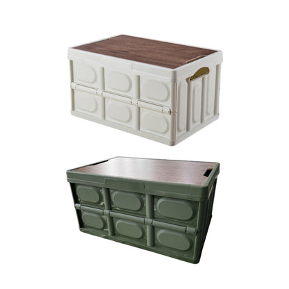 30L Folding Camping Storage Box with Lid - White, view 2